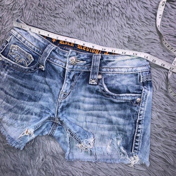 Rock Revival Jean Shorts Women's 27 Distressed Frayed Acid Wash‎ Cut Off Jorts - Picture 7 of 11